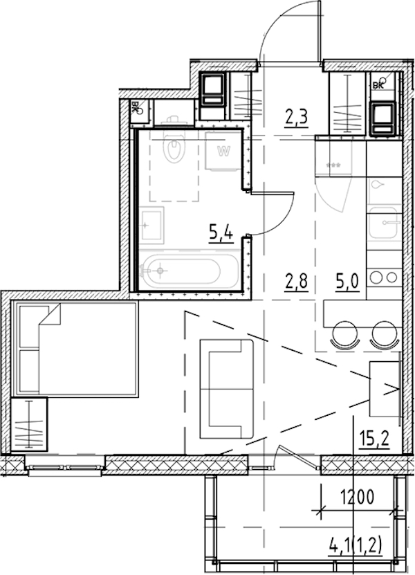 Квартира студия 31.9 м², 8/9 эт., ЖК «Янила Форест»